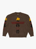 The 5G Wool Peckish Totem Pole Crew Sweater Brown from Kapital at Couverture & The Garbstore
front 