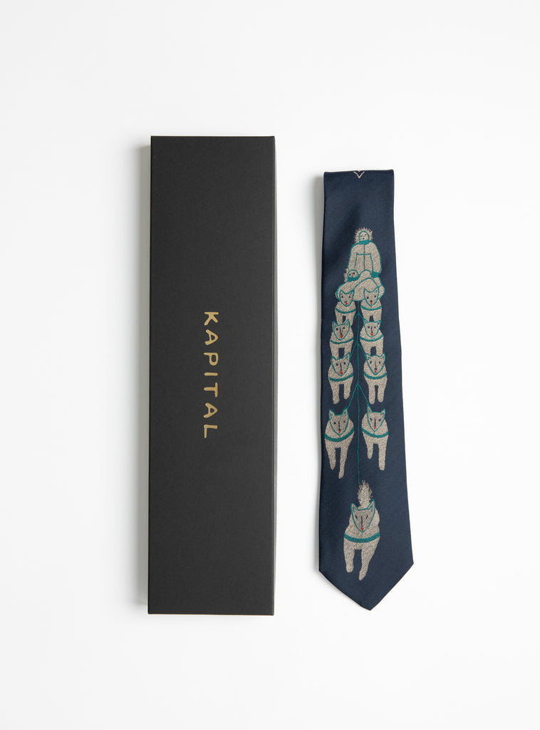 The Silk Twill DOG-TEAM Tie Navy from Kapital at Couverture & The Garbstore
box