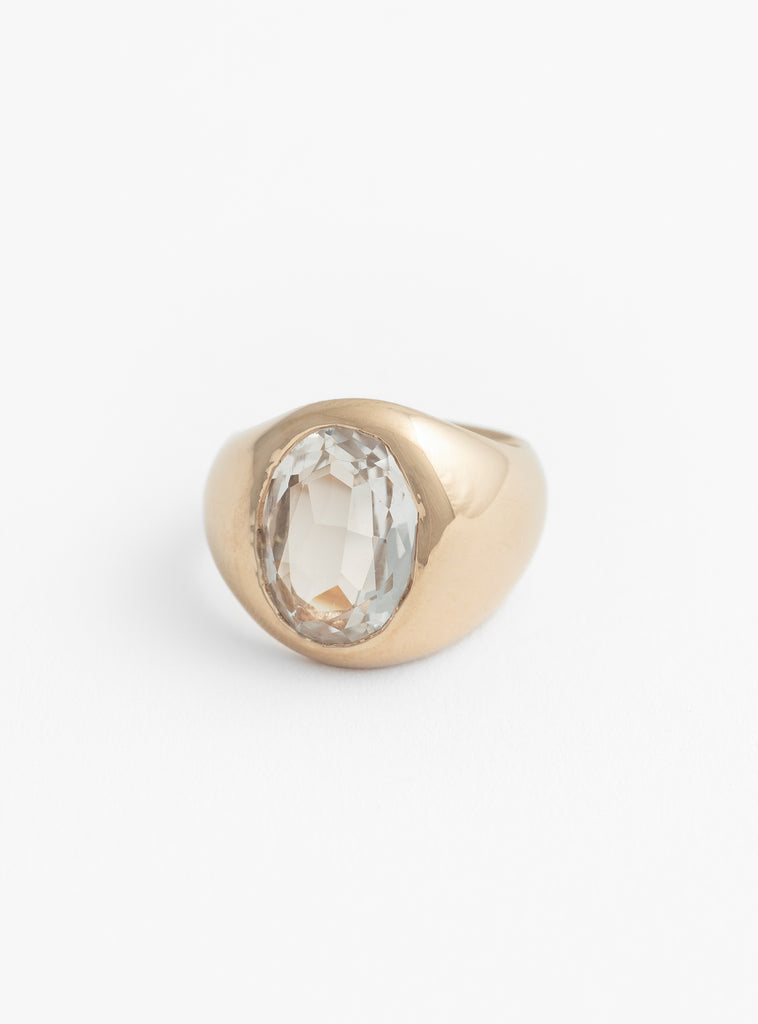 Oval Faceted Stone Ring Rock Cystal from Helena Rohner at Couverture & The Garbstore
front 