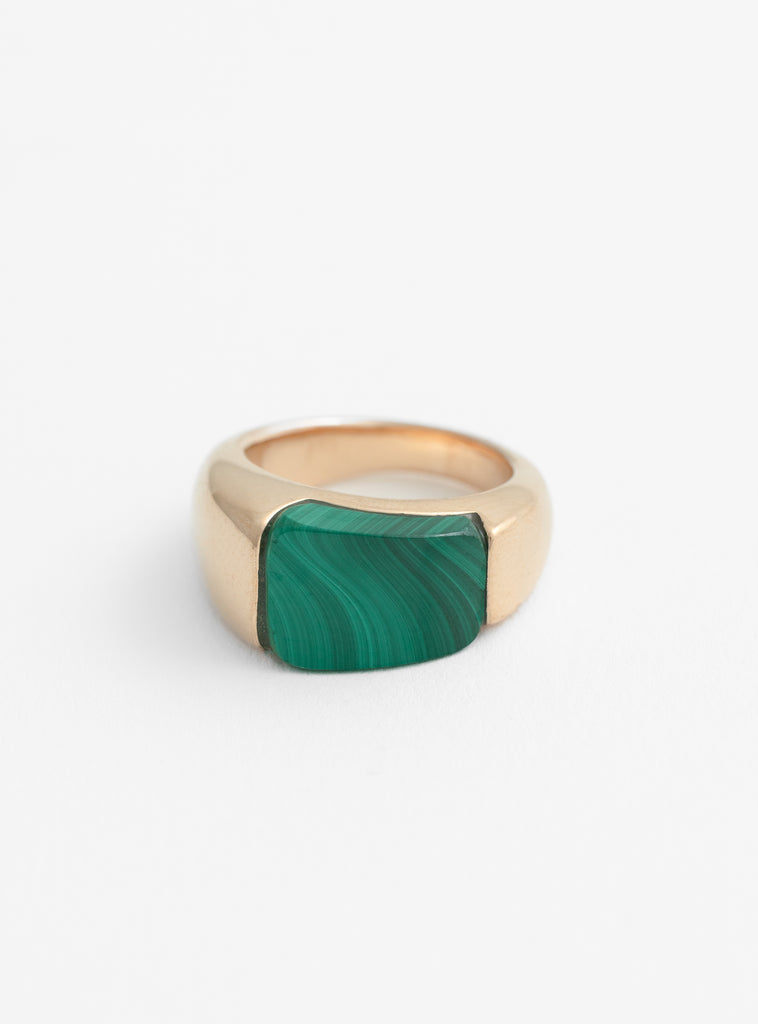 Gold Plated Round Ring Malachite from Helena Rohner at Couverture & The Garbstore
front 