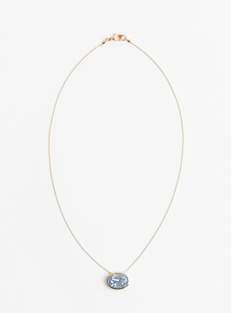 Large Oval Facated Stone Pendant Aquamarine from Helena Rohner at Couverture & The Garbstore front 