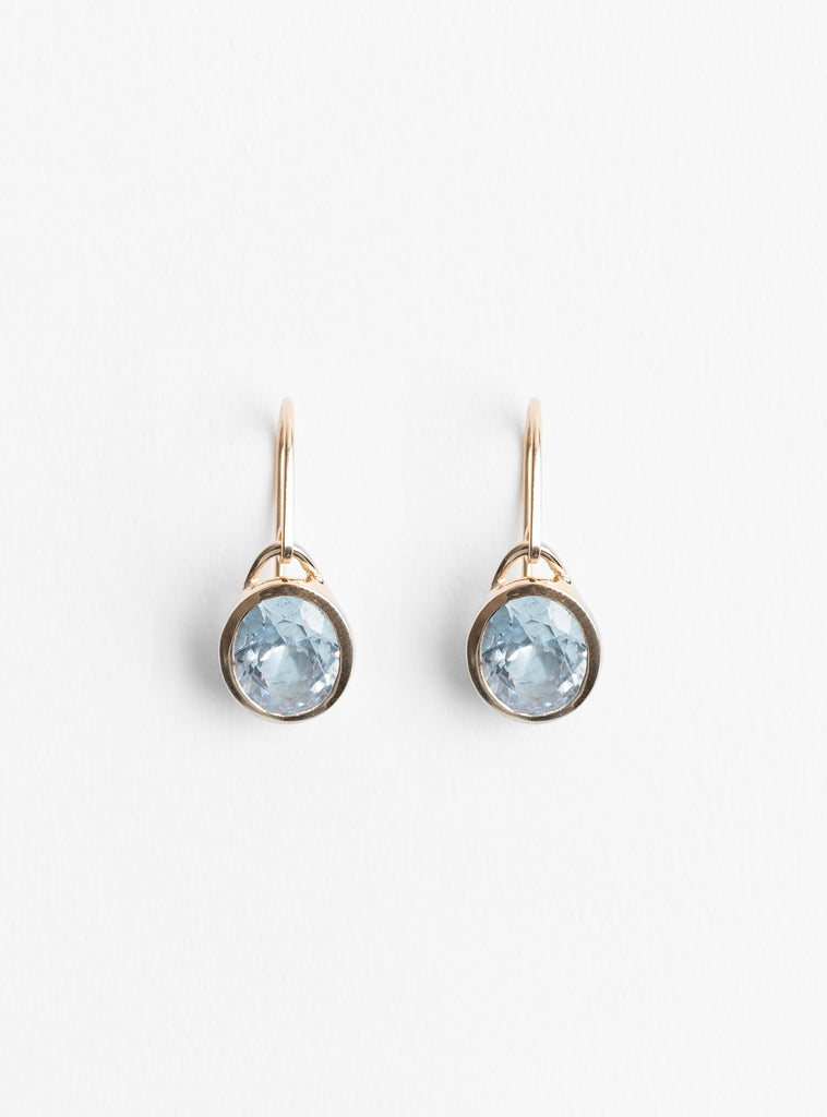 Small Oval Facated Stone Earrings Aquamarine from Helena Rohner at Couverture & The Garbstore
front 