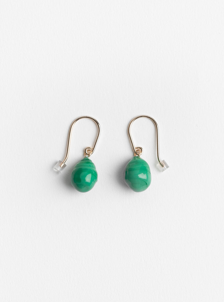 Small Glass Bead Earrings Green from Helena Rohner at Couverture & The Garbstore
front 