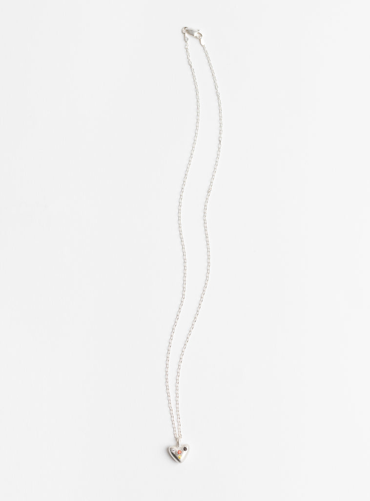 American Folk Heart Pendant on Chain Diamond, Sapphire, Smoky Quartz from Dunton Ellerkamp at Couverture & The Garbstore
front 