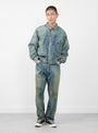 The No.37 Washed Wide Denim Pants Vertical Fade from A.PRESSE at Couverture & The Garbstore
model front 