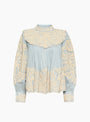 Alexandra Embroidery Long Sleeve Blouse Blue from Sea at Couverture & The Garbstore
front 