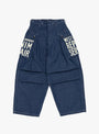 The 11.5oz Denim Jumbo Monkey Pants from Kapital come in indigo at Couverture & The Garbstore
front