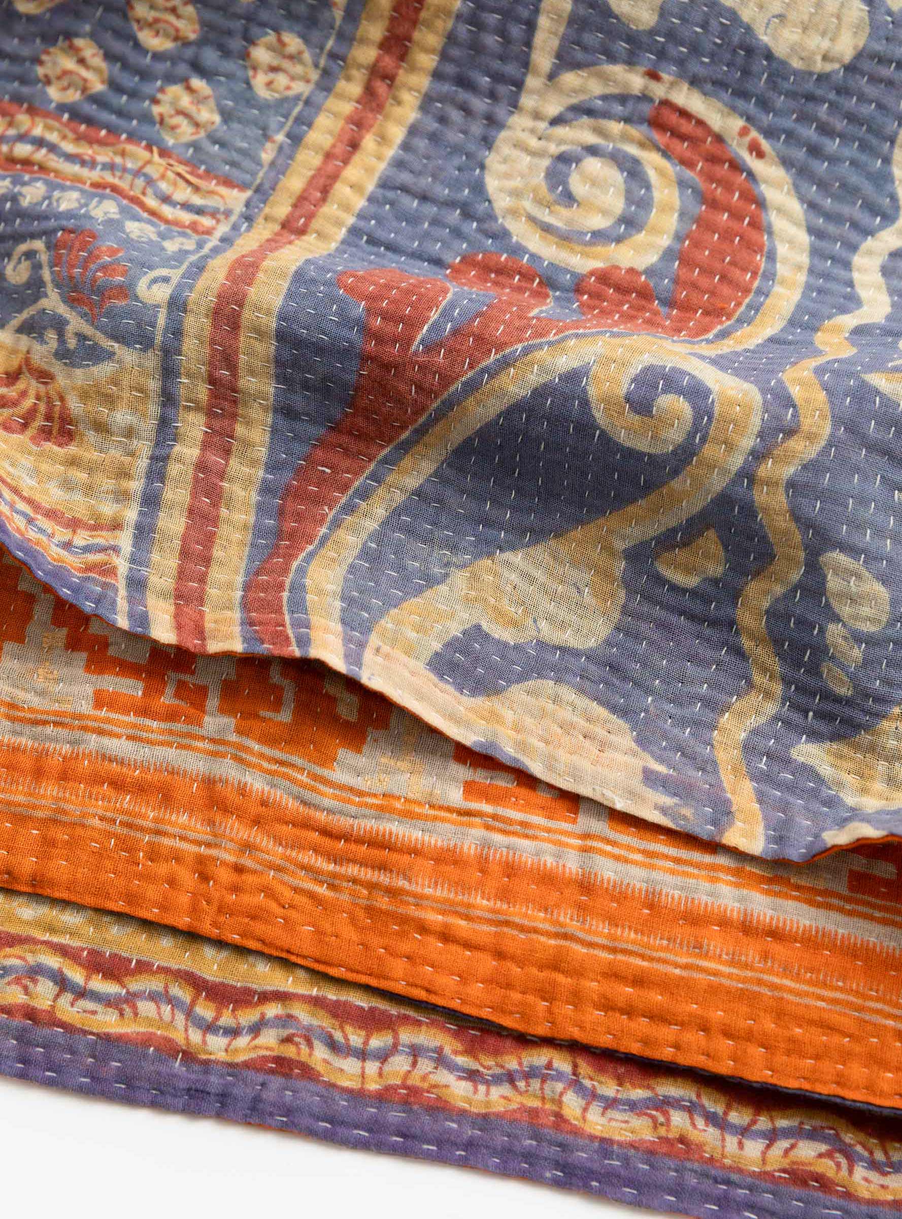 Lavender and Orange Kantha