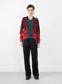 Jacquard Knit Cardigan Red from TOGA PULLA at Couverture & The Garbstore model front 