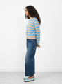 The Stripe Crew Jumper from Himalayan Cashmere comes in Powder and Sail at Couverture & The Garbstore
model side 