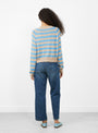The Stripe Crew Jumper from Himalayan Cashmere comes in Powder and Sail at Couverture & The Garbstore
model back 