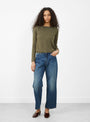 Fitted Crop Crew Jumper Cypress from Himalayan Cashmere at Couverture & The Garbstore
model front