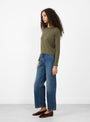 Fitted Crop Crew Jumper Cypress from Himalayan Cashmere at Couverture & The Garbstore
model side