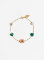 The Five Charm Mini Bracelet comes in Malachite and Pink from Grainne Morton at Couverture & The Garbstore
front 