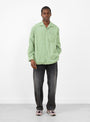 The Open Collar Madras Shirt from Beams Plus in Green at Couverture & The Garbstore
model front