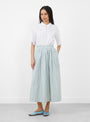 The Dagny Skirt comes in White and Aqua Stripe from Skall Studio
model front