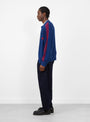 The Knitted Training Jacket comes in Blue from Rice Nine Ten at Couverture & The Garbstore
model side