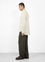 The Aertex Half Zip Shirt from Wythe comes in Unbleached at Couverture & The Garbstore
model side 