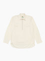 The Aertex Half Zip Shirt from Wythe comes in Unbleached at Couverture & The Garbstore
front 