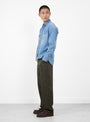 The Tencel Gabardine Western Pant from Wythe comes in Faded Black at Couverture & The Garbstore
model side 