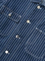 The Pinstripe Denim Coverall 2.0 comes in Indigo from Service Works at Couverture & The Garbstore
button