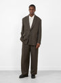 Rayon and Linen Twill Single Breasted Blazer Khaki Brown from Ssstein at Couverture & The Garbstore
model front