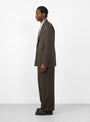 Rayon and Linen Twill Single Breasted Blazer Khaki Brown from Ssstein at Couverture & The Garbstore
model side