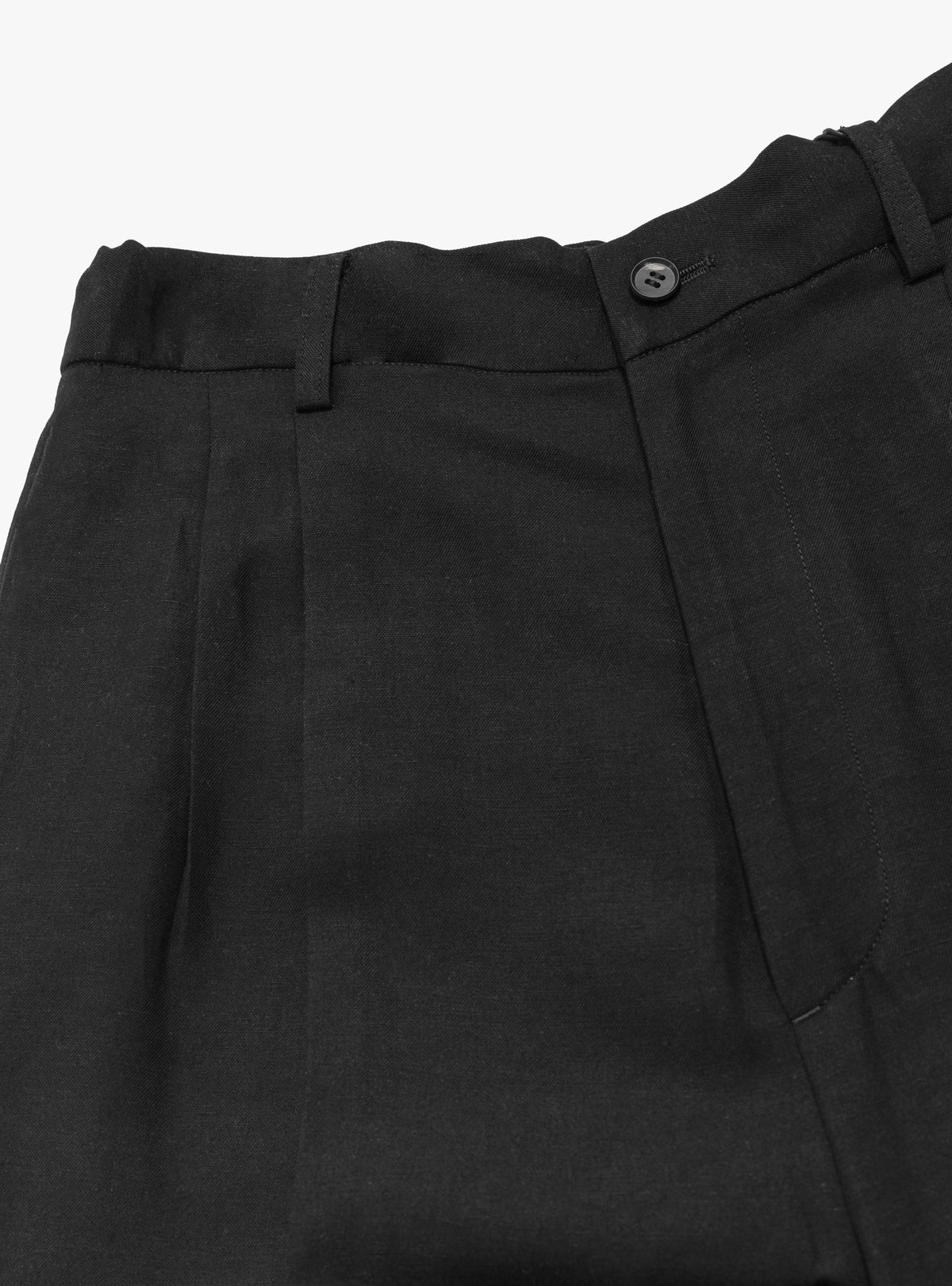 Rayon and Linen Twill Easy Long Wide Trousers Black by ssstein 