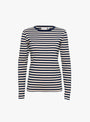 Rib Knitted Stripe Long Sleeve T-Shirt Navy and Natural from BEAMS BOY at Couverture & The garbstore front 
