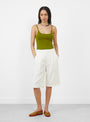 The Bari Bermuda Shorts come in Cream from Apiece Apart at Couverture & The Garbstore
model front 