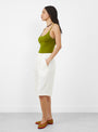 The Bari Bermuda Shorts come in Cream from Apiece Apart at Couverture & The Garbstore
model side