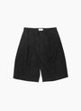 Linen Mixed Wide Shorts Charcoal from Still By Hand at Couverture & The Garbstore 