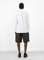 Linen Mixed Wide Shorts Charcoal from Still By Hand at Couverture & The Garbstore 
model back
