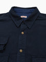 The Nugget Pocket Fish Shirt comes in Navy from Kapital at Couverture & The Garbstore
collar