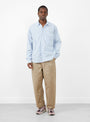 The Cabin Work Shirt comes in Blue Stripe from Kapital at Couverture & The garbstore
model front