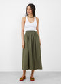 The Dagny Skirt Khaki from Skall at Couverture and The Garbstore 
model front