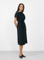 The Felicie Dress comes in Petrol from Soeur at Couverture & The Garbstore
model side