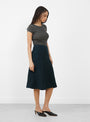 Gali Skirt comes in Petrol from Soeur at Couverture & The Garbstore
model side