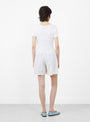 The Edgar Shorts come in Yellow and Blue Stripe from Skall Studio at Couverture & The Garbstore
model back