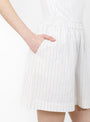 The Edgar Shorts come in Yellow and Blue Stripe from Skall Studio at Couverture & The Garbstore
model detail