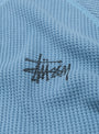 Stüssy's garment-dyed Raglan Thermal Basic Stock in Dusty Blue at Couverture & The Garbstore detail