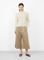 The Linen and Cotton Flecked Cardigan from Cordera comes in Cream at Couverture & The Garbstore
model front