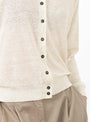 The Linen and Cotton Flecked Cardigan from Cordera comes in Cream at Couverture & The Garbstore
model detail