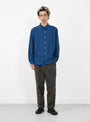 The Made in Japan Grande Shirt from TDR comes in Royal Blue at couverture & the Garbstore
model front 