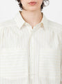 The Amelie Shirt from Sideline comes in Soft Yellow Stripe at Couverture & The Garbstore model collar 