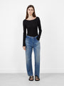 Selvedge Denim Narrow Straight Cut Dark Distress