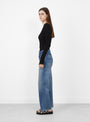Selvedge Denim Narrow Straight Cut Dark Distress