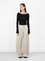The Nantia Trouser from Séfr comes in Austre Beige at Couverture & The Garbstore
model front
