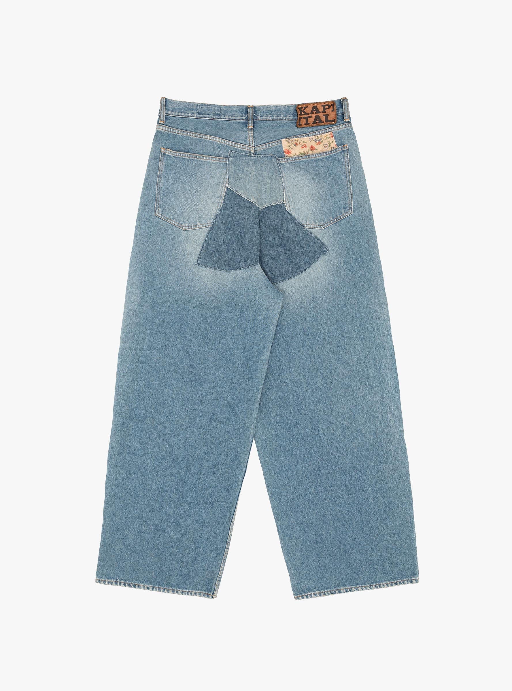 14oz Denim 5 Pocket Baggy Jeans Blue KAPITAL (Back) at Couverture & The Garbstore