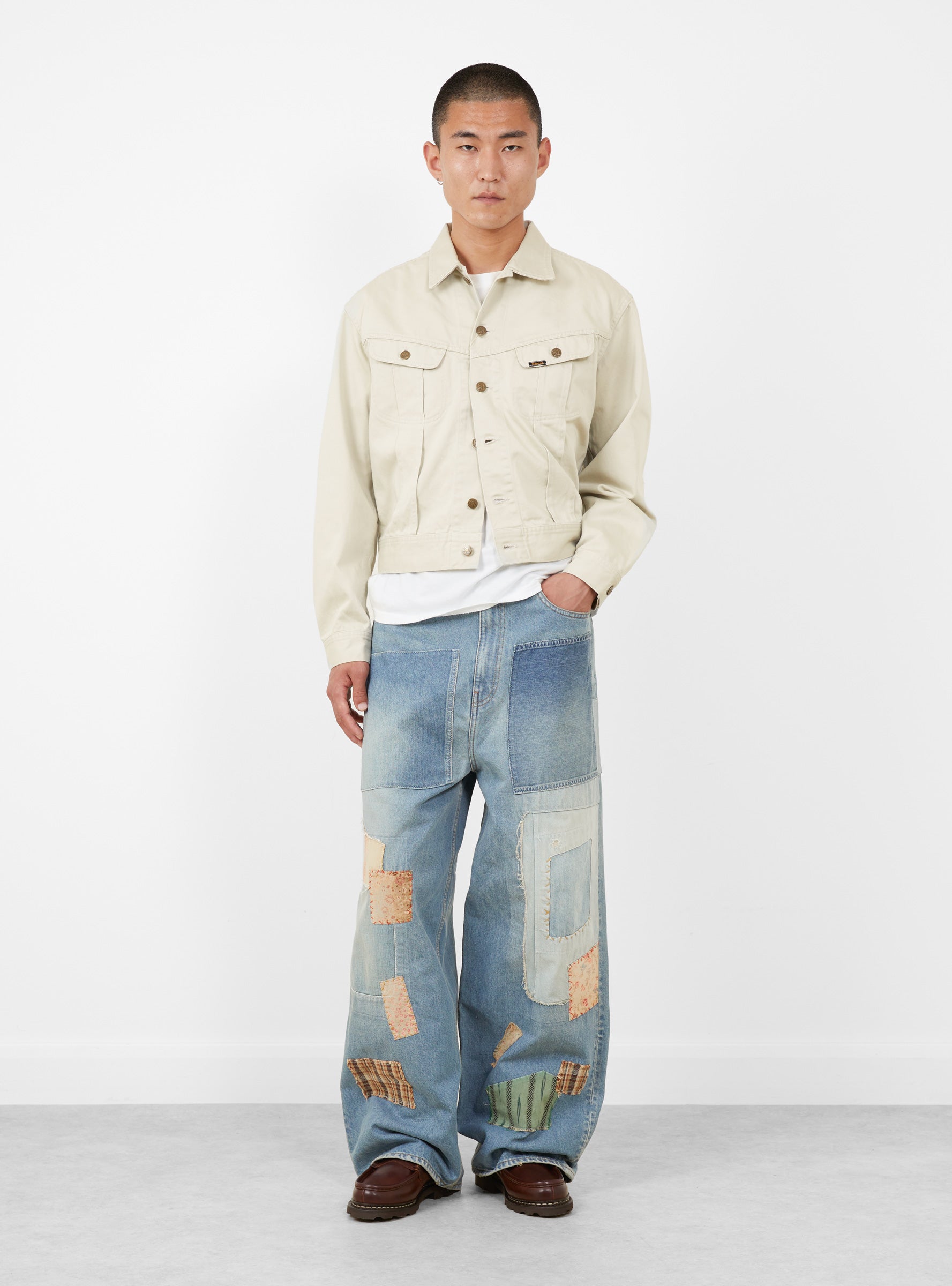 M 14oz Denim 5 Pocket Baggy Jeans Blue KAPITAL (model front) at Couverture & The Garbstore